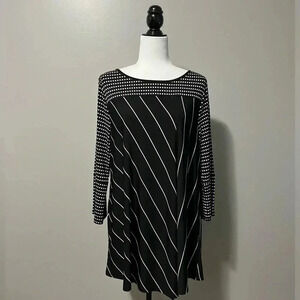 Liv by Habitat Clothes Striped Asymmetrical Tunic Top Black White